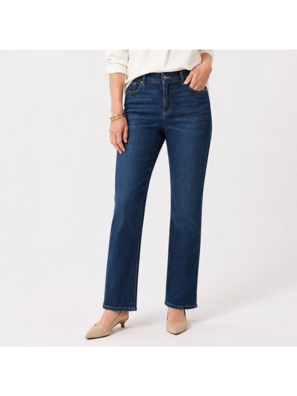 Chicos Womens Straight Leg Jeans Stretch Denim Mid Rise Size 2 | L | 12 Short